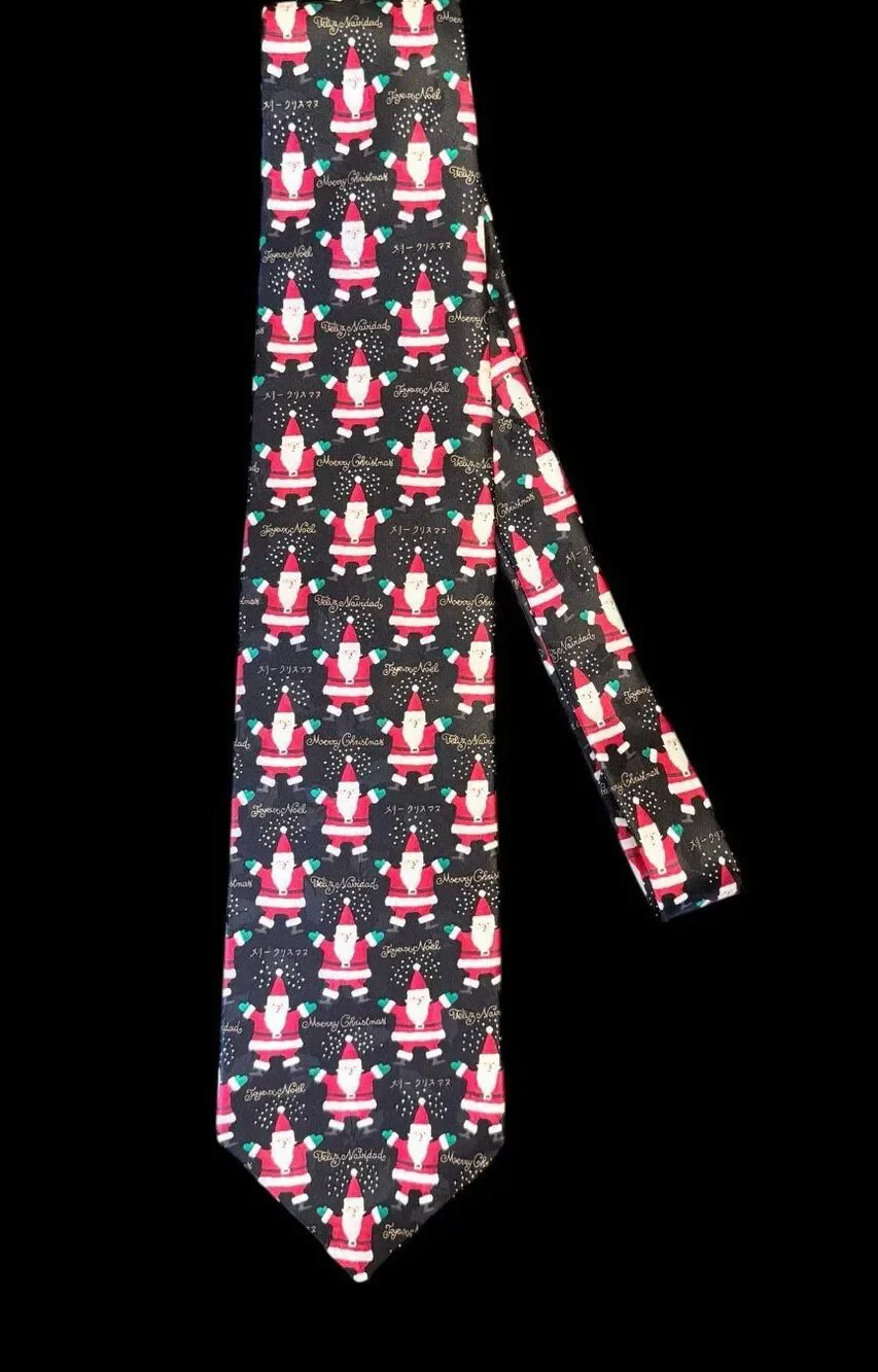 Holiday Traditions 100% Silk Necktie Santa Claus Merry Christmas